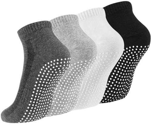Newofview 4 Paar Stoppersocken für Damen Herren | Yoga Socken Antirutschsocken Rutschfeste Socken Grip Socken für Ballett, Pilates, Krankenhaus, Fitness