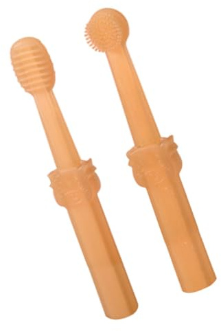 minkissy Welpenzahnputzset aus Silikon mit Doppelkopf und Ergonomischem Griff Inklusive Kasten Zahnpflegebürste für Hunde und Katzen Zahnpflegestift für Katzen