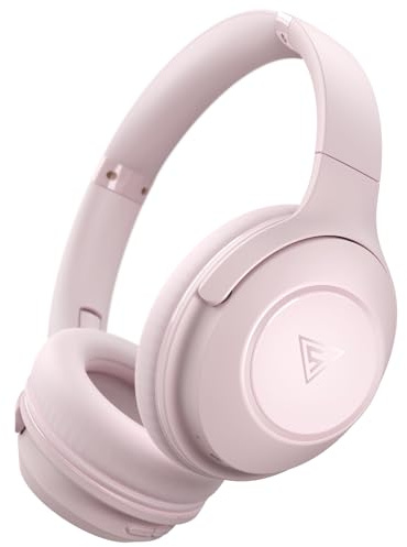 DOQAUS Bluetooth Headphones Wireless, 70H Playtime Bluetooth 5.3 Wireless Headphones Over Ear, 3 EQ Modes, Hifi Stereo Foldable Headphones with Microphone, Soft Earpads, for Phone PC Travel(Pink)