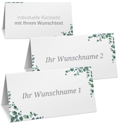 Einladungskarten Manufaktur Hamburg 10 PERSONALISIERTE Tischkarten mit verschiedenen Gäste-Namen | Kärtchen zur Hochzeit Geburtstag Kommunion Konfirmation Taufe Namenskarte Platzkarte Design 14