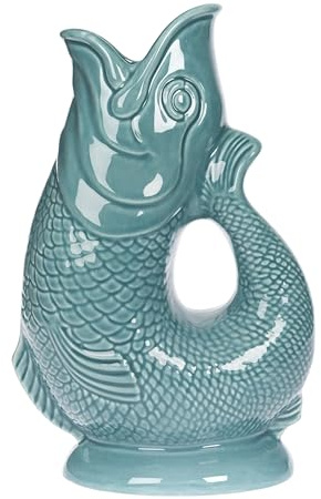 Iconic Verdigris Glug Jug Large 28cm 1.4L | Gurgle Fish Jug and Fish Vase