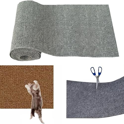 Kratzmatte Katze Wand, Selbstklebend Kratzmatte Katze Kratzmatte Katze Wand Kratzteppich Katzen Kratzbretter Katze Wand Kratzschutz Katzenkratzmatte Für Schützt Teppiche Sofa (Grau, 30 * 100CM)