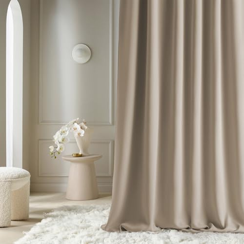 room99 Vorhang mit Kräuselband Aura 140 x 280 cm Breite x Höhe Schiebegardinen Modern Curtain Wohnzimmer Schlafzimmer Beige, 1 Stück