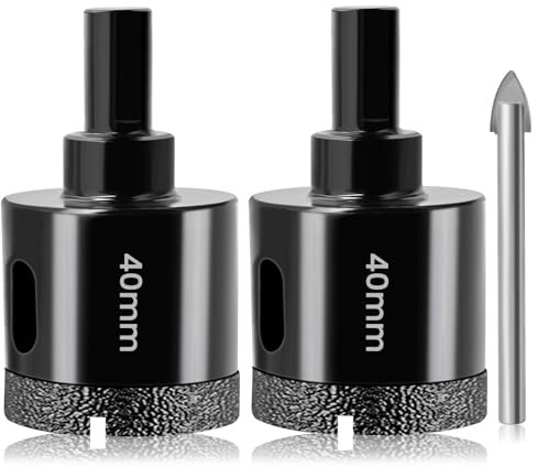 40mm Dry Diamond Drill Bit Set Josaton 2Pcs Diamond Hole Saw Tile Hole Cutter with Triangle Shank for Porcelain Tile Ceramic Granite