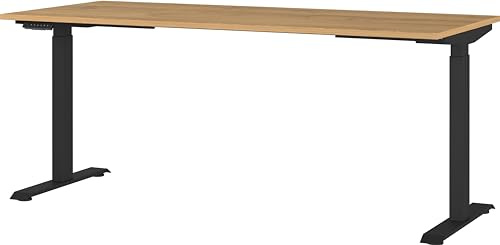Germania Schreibtisch 7909-582, in Grandson-Eiche-Nb./Schwarz, EL. höhenverstellb., 180 x 120 x 80 cm (BxHxT)