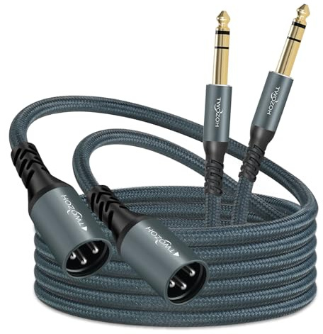 Twozoh Jack 6.35mm to XLR Male 3Pin Audio Cable 3M 2 Pack, Braided XLR Male to 1/4 TRS Stereo Guitar Cable (Professional/HiFi)