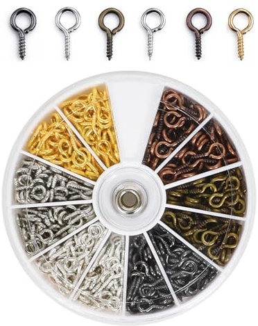 Cleminsta 5*10 mm Ganci Vite Occhielli, 420 PCS Mini Ganci a Vite Occhiello per Creazione Gioielli, Ganci Avvitabili Occhiello a Vite Piccoli per Collane Braccialetti Orecchini Artigianato Natalizio