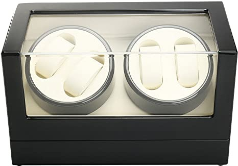 CCAUUB 4+0 Uhren Automatisch Beweger Uhrenbeweger Vitrine Watch Winder Uhrenbox, Uhrenbeweger für Automatikuhren Watch Winder Brillenaufbewahrung mit Schaufenster Watch Box Vitrine