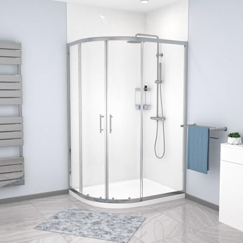 Nes Home LH 1200 x 900mm Chrome Framed Offset Quadrant Shower Enclosure & Tray
