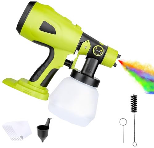 Kabelloses Farbsprühgerät für Ryobi 18 V, elektrische HVLP-Handfarbsprühpistole mit 4 Düsen, 1000-ml-Tank für Wohnmöbel, Zäune, Terrassendielen, Wände und Decken (ohne Akku)