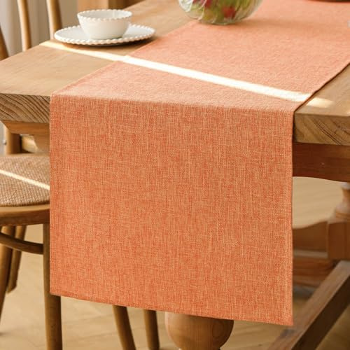 Kiatuniya Tischläufer Modern Table Runner Orange Tisch Läufer 40x140 cm Frühling Abwaschbar Tischdekoration Boho Landhausstil Tischband Dekostoff für Geburtstag Hochzeitsdeko Kommode Party Dekor