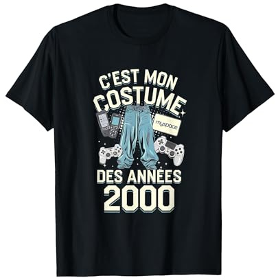 Costume des Années 2000 Vintage Tee Homme Femme Original Fan T-Shirt, Homme, Noir, XL