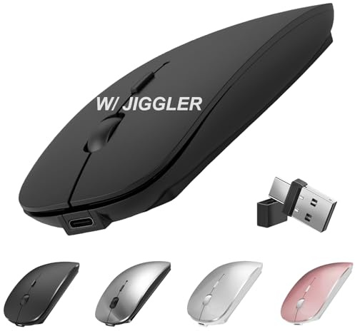 Suteke Souris sans fil pour MacBook Air iMac Pro ordinateur portable de bureau, souris sans fil rechargeable et silencieuse USB C avec jiggler pour Surface Pro (Bluetooth 5.2/3.0, 2,4 G USB A
