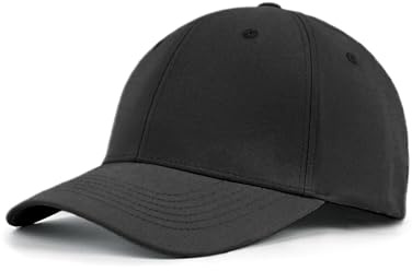 Zylioo M/L/XL/XXL Baseballkepsar för män stängd baksida för stora huvuden, solskydd löpning golfmössa kvinnor, atletisk icke-justerbar sporthattar, Svart, M