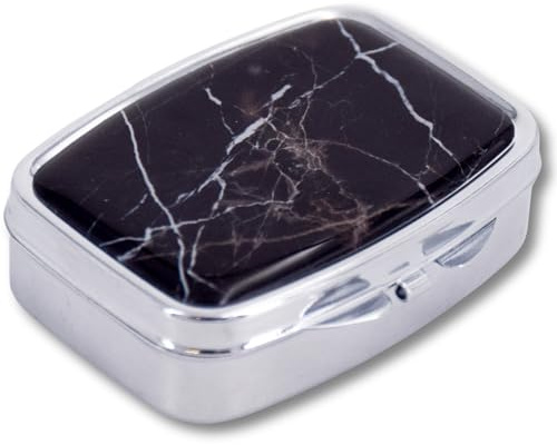 Medipill | Kompakte Tages-Pillenbox | Mini-Reise-Medikamentenbox aus Aluminium | Tragbarer, leichter und robuster Pillenspender | MED-J2 (Marbre noir)