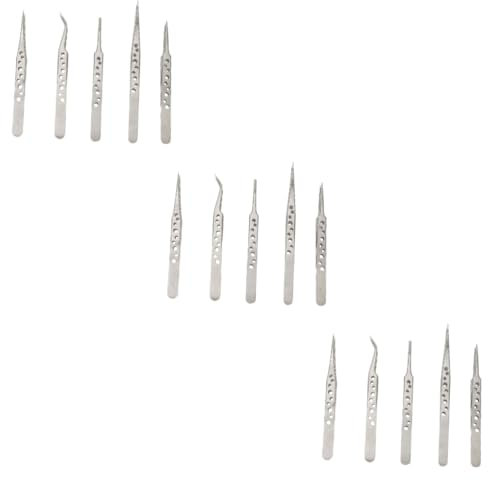 Artibetter 15pcs Precision Stainless Steel Tweezers for Crafts Jewelry and Electronics Static Tips Convenient for Handicrafts and Laboratory Use