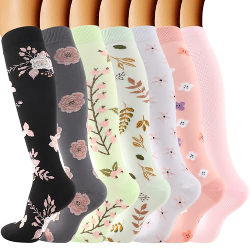 DRESHOW Calcetines de Compresión para Hombres y Mujeres Calcetines de Compresión es el Mejor para Running, Correr, Senderismo, Volar, Viajar