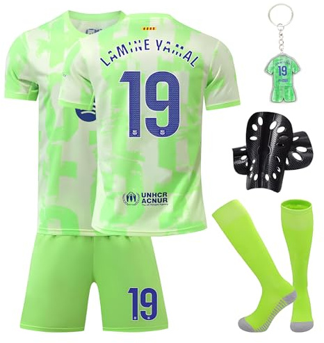 Pardofelis Trikot Fussball Jungen, Fußball Trikot Kinder Football Trainingsshirt Jersey, Fussball Trikot mit T-Shirt Shorts Socken und Schienbeinschoner Set (Grün, 28)