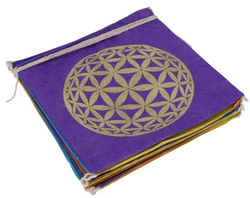 GURU SHOP Gebetsfahne aus Papier 2,50 m, Buddhistische Dekoration aus Loktapapier - Chakra 11x11 cm