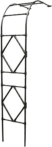 Arco de jardín grande de metal de 2,4 m para plantas trepadoras de rosas, marco de soporte de vid con diseño de arco de medio lado, decoración de terraza al aire libre, 2,4 x 2,4 m