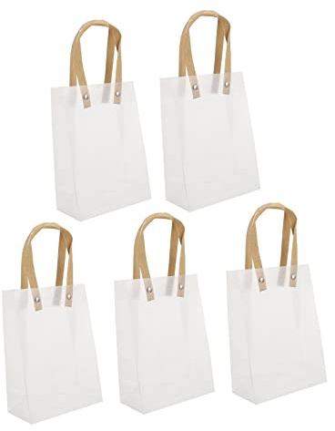 OATIPHO 5 Stück Transparente Geschenktüten mit Griffen Hochwertige Hochzeit Candy Bags Faltbare Verpackung für Hochzeiten Partys und