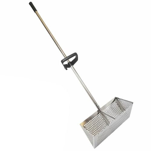 Dorccsi Rastrello per pulci di Sabbia, setaccio per Sabbia da Spiaggia in Acciaio Inossidabile a Forma di Dente di squalo con Manico Lungo Staccabile, rastrello per da Spiaggia con Foro Esagonale