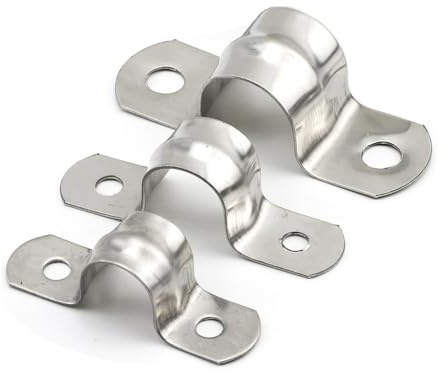 U Shaped Pipe Clamp Type 2-10pcs Stainless Steel with Two Holes for Water Pipe Plumbing Piping Saddle Clip,M100 2pcs