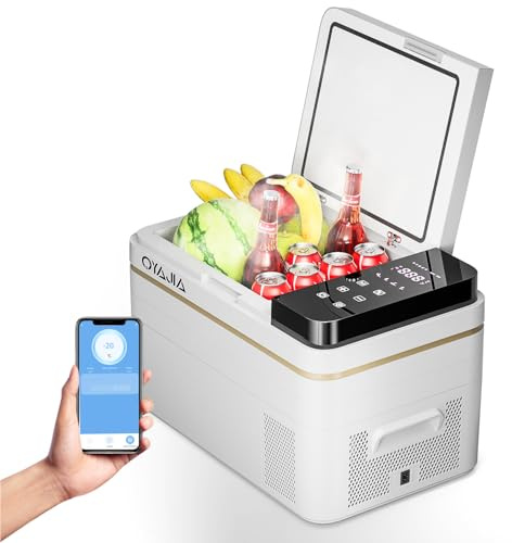 Oyajia 45L Car Refrigerator 12V Portable Car Fridge Freezer Refrigerators with APP 12V/24V DC 100~240 Volt AC Electric Cooler Box for Camping RV Road Trip Picnic Truck Camper -20℃-20℃