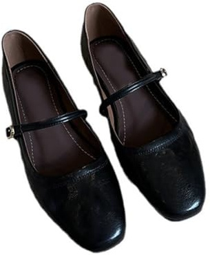 Scarpe Ballerine Mary Jane Donna Comode Casual Pelle Tacco Basso Punta Quadrata Basse Eleganti Mary Janes con Fibbia