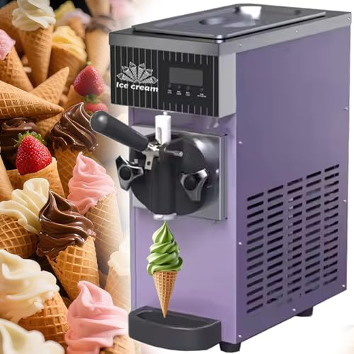 RETRIN Gelatiera per Uso Domestico Professionale Gelatiera Soft Macchina per Gelato Estiva,Gelatiera da Tavolo,Tramoggia Refrigerata 2,5 L,Vasca di Congelamento 1 L,Autopulente,Pannello LCD Purple