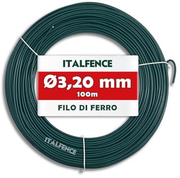 Italfence - Filo di ferro Ø3,20mm per tensione plastificato verde, 100m