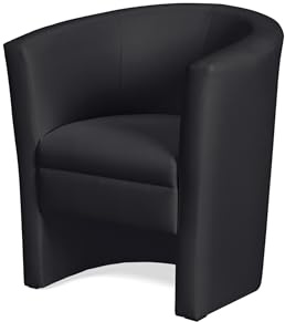 KHG Cocktailsessel Schwarz - Kunstleder, 73x78x60 cm, Sitzhöhe 42cm, Sitzbreite 46cm, Schaumpolsterung, Schlichtes & Zeitloses Design, ideal für Wohnzimmer, Leseecke, Gästezimmer, Bürosessel