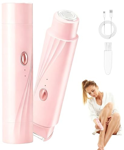 Lady Shavers for Women 2 in 1 Bikini Trimmer Electric Razors Waterproof Facial Body Hair Trimmer Pubic Hair Remover for Face Body Leg Lips Underarm Intimate Areas USB-C Rechargeable Wet Dry Use (Pink)