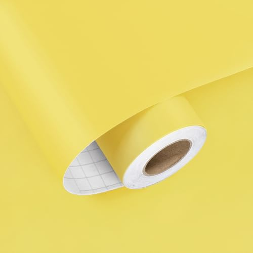 HotDecor Papier Peint Adhésif Mural Jaune Vinyle Adhesif Pour Chambre Enfant Papier Peint Autocollant Pour Mural Plan De Travail Cuisine Film Vinyle Adhesif Por Meuble Decoratif 40 cm x 200 cm