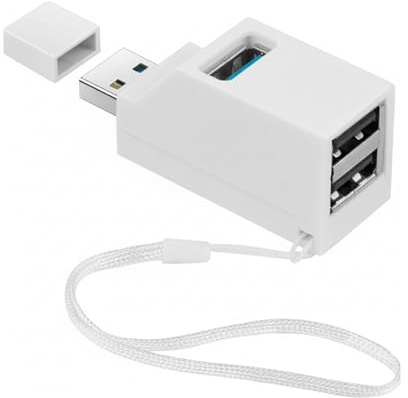 CABLEPELADO - Mini Hub USB 3 Puertos | Concentrador USB (1x 3.0 + 2X 2.0) | Multiplicador de Puertos para PC y Portátil | Diseño Compacto y Portátil | Blanco