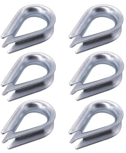 SKIR'CO (6 pièces) Cosses de câble en acier galvanisé DIN 6899B 14 mm, cosses en forme de cœur pour câbles en acier, gréement de câbles