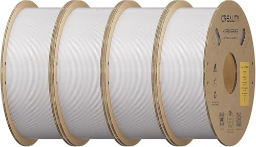 Creality Hyper-PETG Lot de 4 bobines de filament pour imprimante 3D à grande vitesse 30 à 600 mm/s, convient à la plupart des imprimantes 3D FDM, 1,75 mm, 4 bobines, 1 kg (4 × blanc)