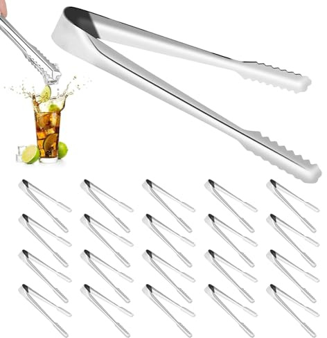 20 Pcs Serving Tongs, Stainless Steel Sugar Tongs 6 Inch Small Tong Kitchen Mini Ice Tong for Pasta Salad Cake Ice BBQ Home Birthday Wedding Party