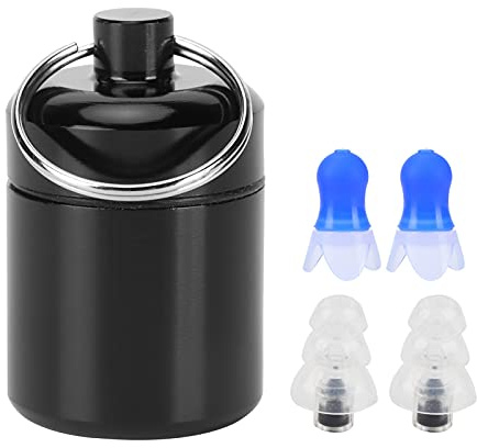 Tapones para los oídos Reducción de ruido Tapón para los oídos reutilizable para natación Spa (Tapones para los oídos con filtro negro + tapones para los oídos voladores azules)