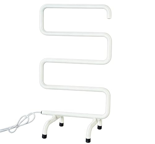 Scaldasalviette Elettrico Bagno da Terra con 5 Sbarre Termosifone Elettrico Basso Consumo,Acciaio Inox Termoarredo Asciugamani da Bagno Installazione Facile, Protezione Surriscaldamento (Bianco)
