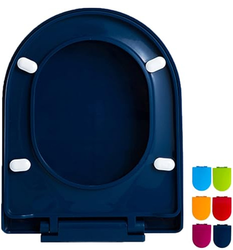 Soft Close Toilet seat - d-Shaped Quick Release Hinges Fixing 36x44.5cm, Assorted Colors Blue Fuchsia Navy Orange red, Quick, Hinges, Soft, Close, seat, Release, Shaped, Toilet
