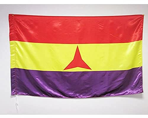 AZ FLAG - Flagge Zweite Spanische Republik Internationale Brigaden - 150x90 cm Satin - Republik Spanien Fahne 100% Polyester mit Messing-Ösen - 110g | Für innen und außen Republik Spanien dekorative Flagge doppelte Nähte und verstärkte Kanten mit Masttunnel Satin