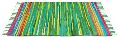Bestlivings Tappeto in cotone intrecciato a mano, 90 x 150 cm, verde scuro, molte varianti