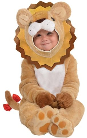 Amscan – babydräkt litet lejon, djurkung, karneval, temafest beige 0–6 månader