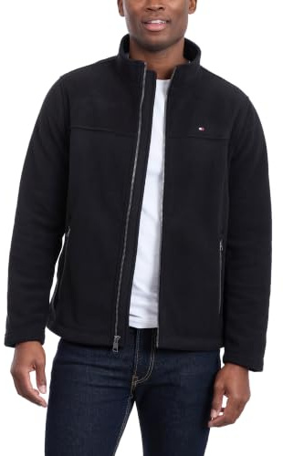 Tommy Hilfiger Herren Lightweight Polar Fleece Jacket Fleecejacke, Schwarz, M