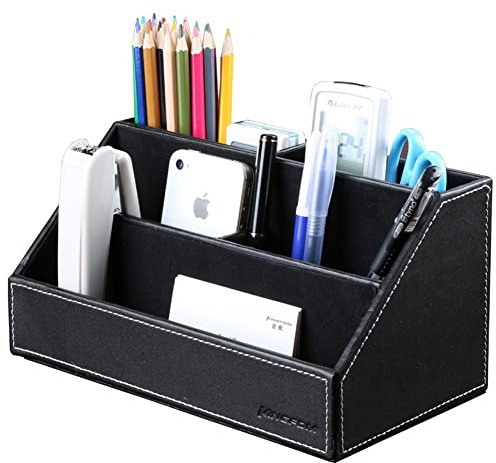 KINGFOM™ 5 Compartiments Multifonctionnel Organisateur de bureau (Noir)