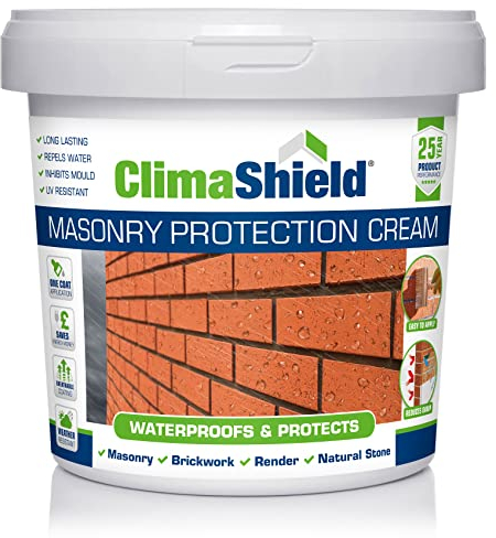 Smartseal Climashield Masonry Cream - 1 Litres - 25 Year Waterproof Protection - Professional Quality Brick & Masonry Sealer - Solvent-Free, Easy to Apply for Exterior & Interior Use