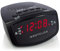 Westclox Dual Alarm Clock Radio 0.6 Red LED Display, FM Radio with 20 Presets, Adjustable Brightness, Snooze & Battery Backup, Digital FM Clock Radio Alarm for Bedrooms (Black)