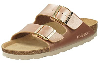 Rohde Damen, Frauen, Klassische Sandalen, Sandalen,Pantoletten,Sommerschuhe,Hausschuhe,Kork-fußbett,LACHS,41 EU / 7.5 UK