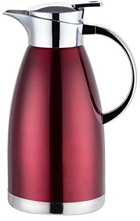 Coffee Jug,Stainless Steel Thermal Carafe Jugs,Vacuum Jug,Vacuum Insulated Coffee Pot,for Coffee,Juice,Milk,Tea (Red,1.8L)